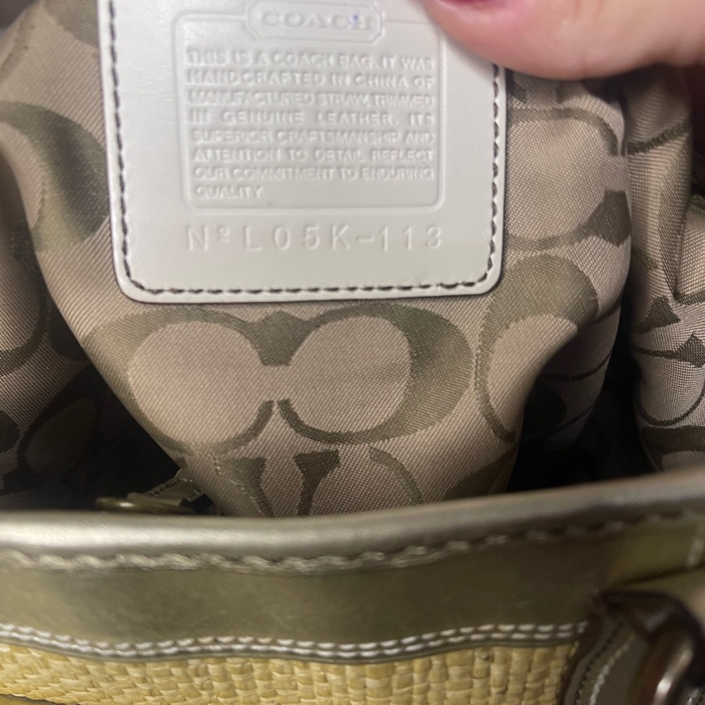 COACH Legacy Straw Purse Gold Leather Shoulder HandBag Tote Large L05K-113 - Picture 9 of 10